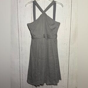J. Crew Sinclair Dress Gray 100% Silk Chiffon Formal Cocktail Dress Size 6